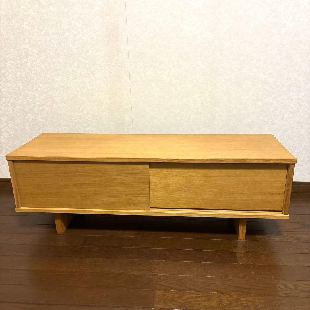 【美品】 無印良品 オーク材 AVラック 薄型 (引戸) テレビボード