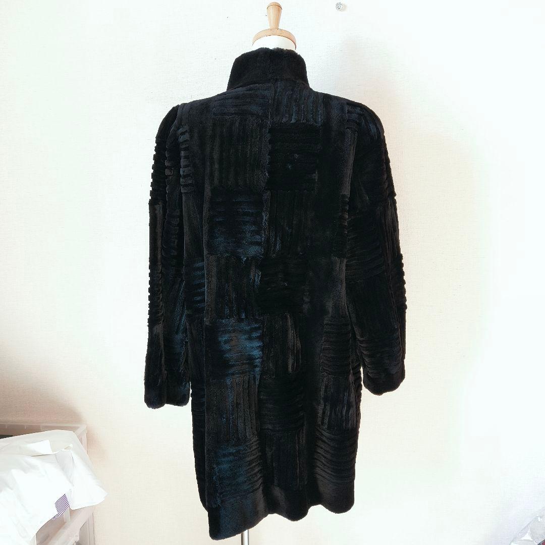 fond ブラック シェアードミンク デザインコート 9〜11号 総柄