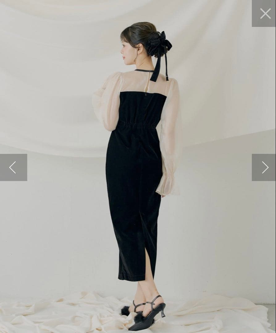 シアーリボンベロアワンピース/オケージョン 【SALON by Chico】チコ