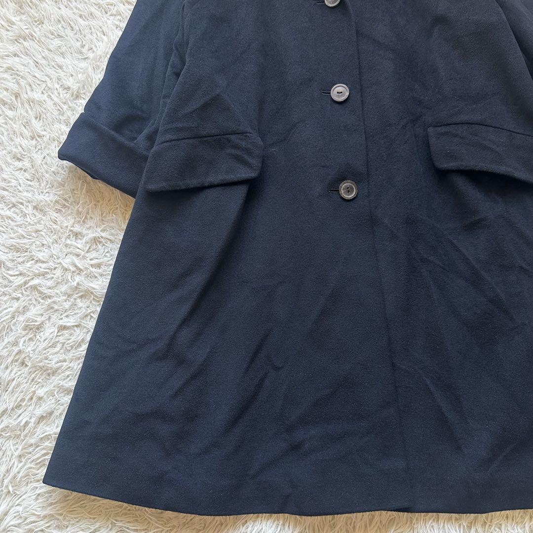 アクアスキュータム　英国製　ロングコート　ラグラン袖　Aライン　黒　ブラック