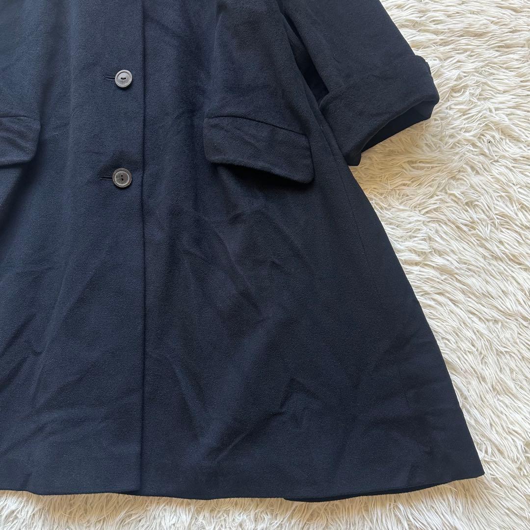 アクアスキュータム　英国製　ロングコート　ラグラン袖　Aライン　黒　ブラック