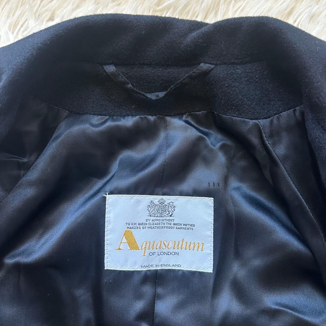 アクアスキュータム　英国製　ロングコート　ラグラン袖　Aライン　黒　ブラック
