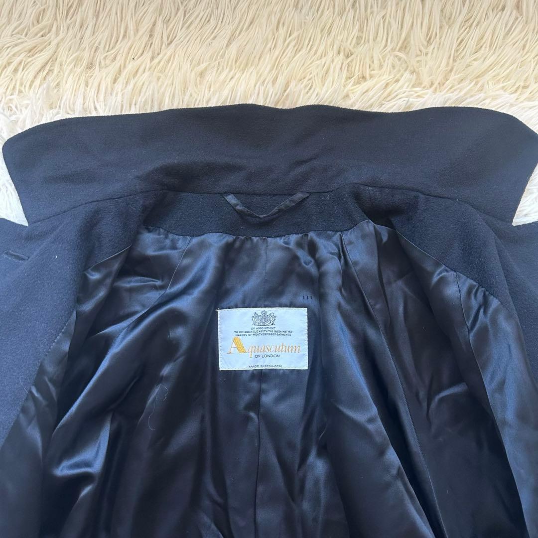 アクアスキュータム　英国製　ロングコート　ラグラン袖　Aライン　黒　ブラック