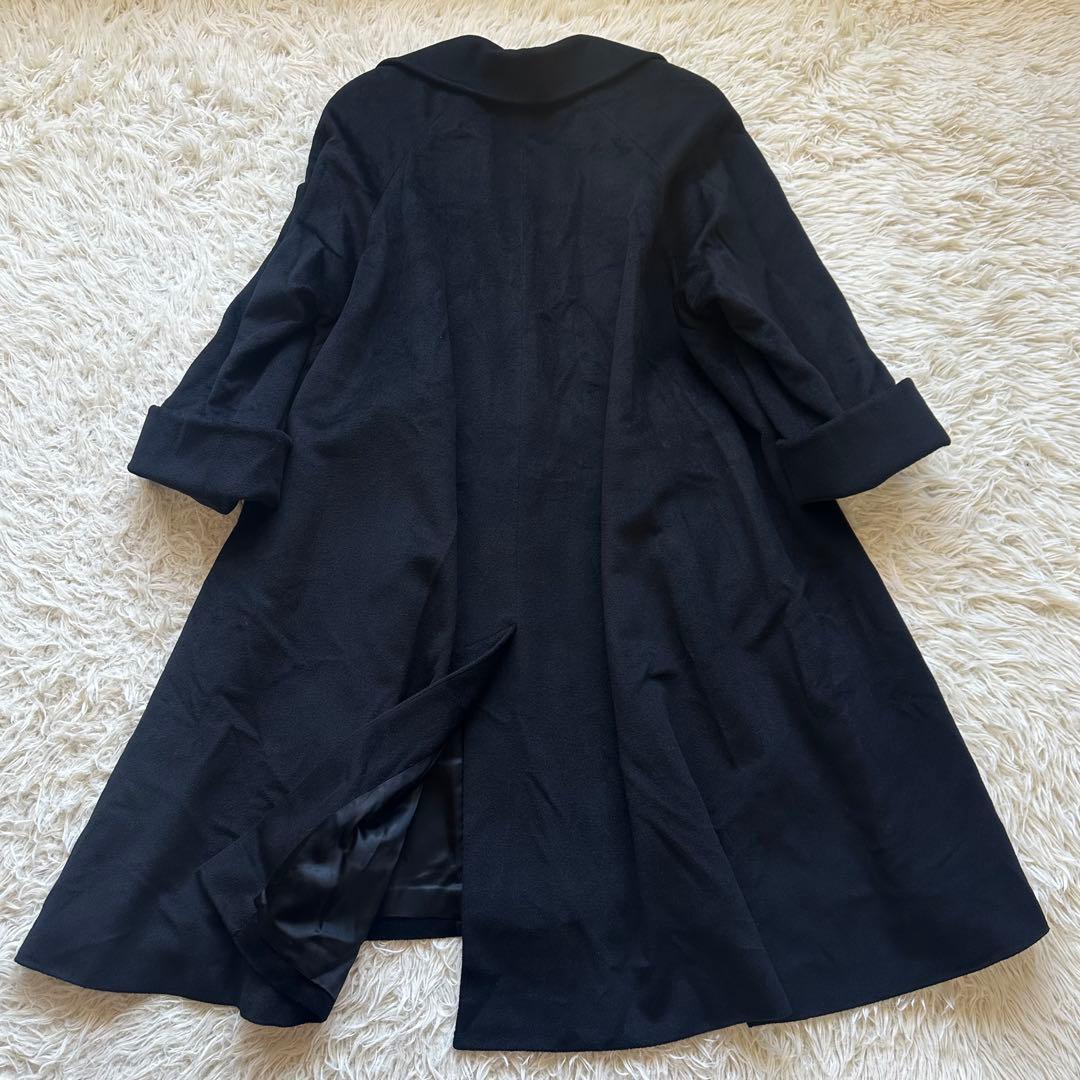 アクアスキュータム　英国製　ロングコート　ラグラン袖　Aライン　黒　ブラック