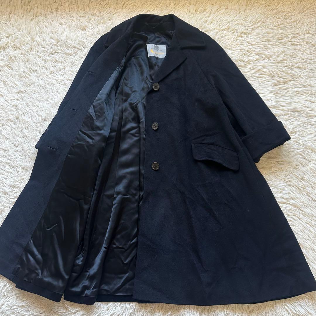 アクアスキュータム　英国製　ロングコート　ラグラン袖　Aライン　黒　ブラック