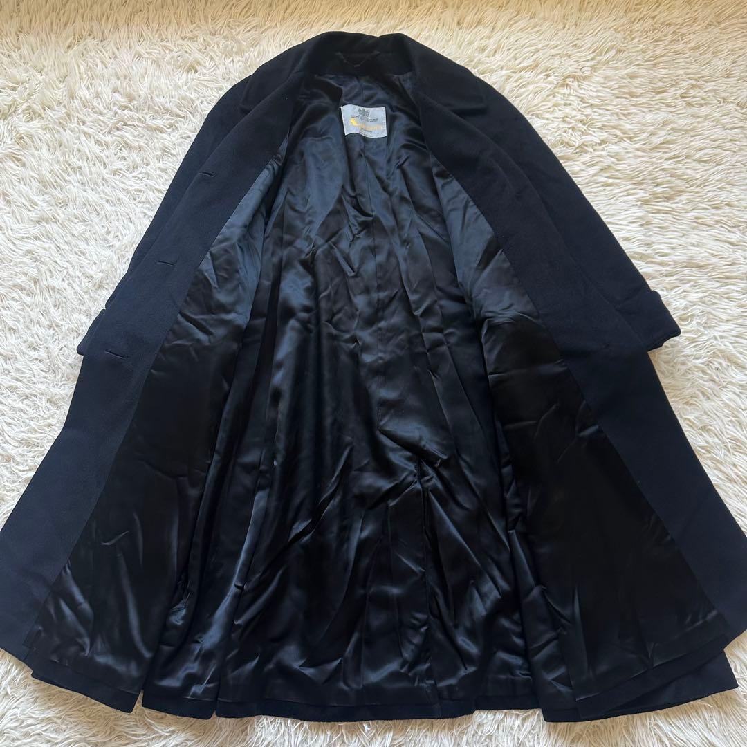 アクアスキュータム　英国製　ロングコート　ラグラン袖　Aライン　黒　ブラック