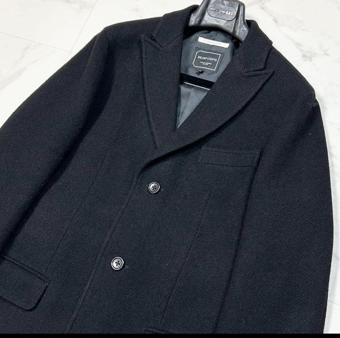 Beams heart ハリスツイード製　チェスターコート　XL　黒　日本製