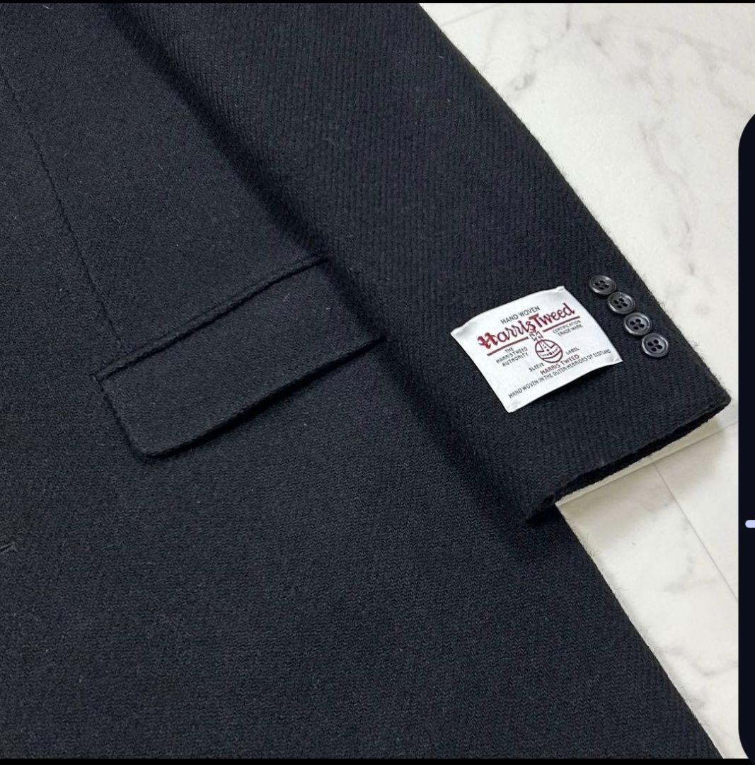 Beams heart ハリスツイード製　チェスターコート　XL　黒　日本製