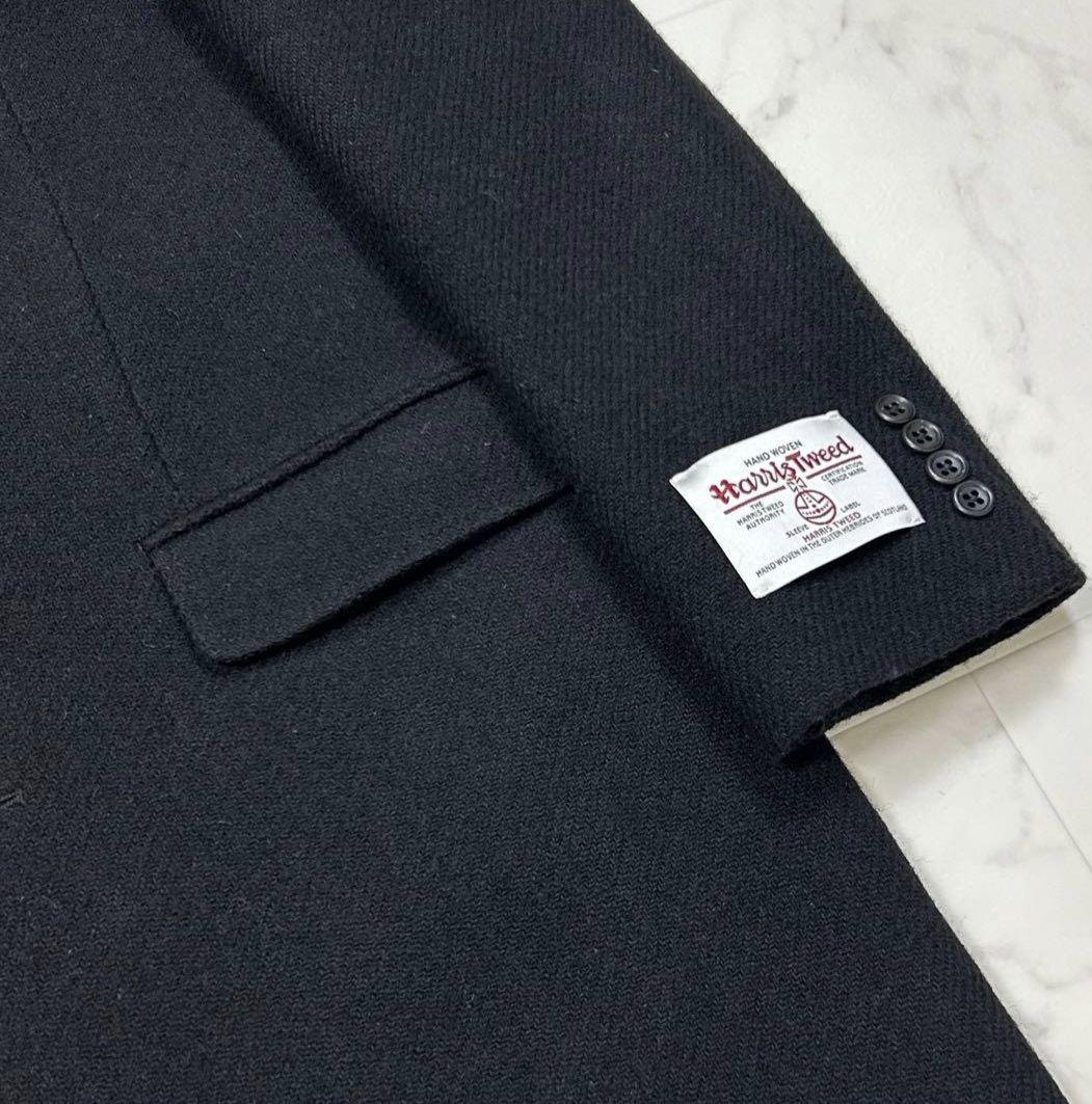 Beams heart ハリスツイード製　チェスターコート　XL　黒　日本製