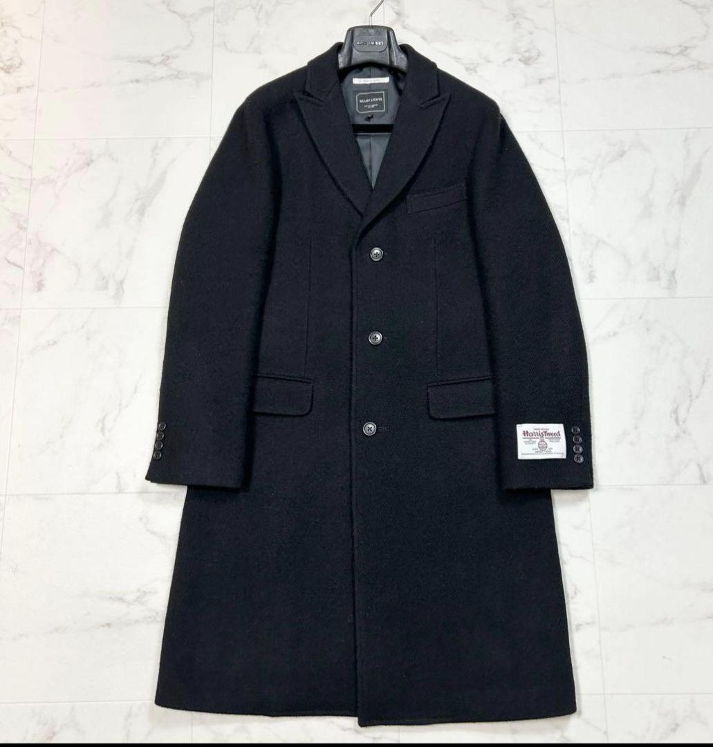 Beams heart ハリスツイード製　チェスターコート　XL　黒　日本製