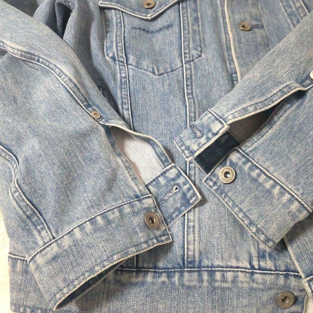 ヤヌーク　金子綾コラボデニムジャケット　Gジャン　ブルー　Y刺繍　羽織　脱色加工