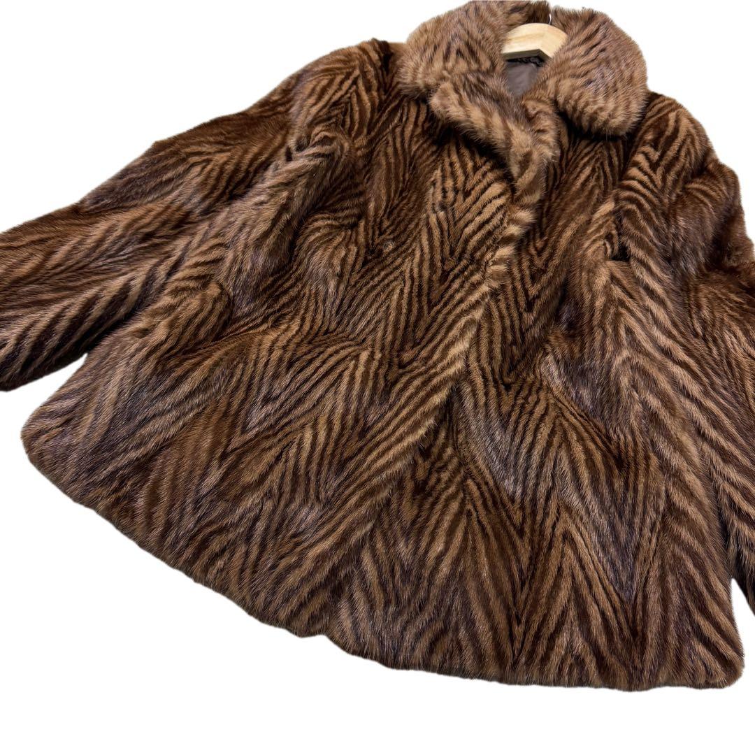 美品　デミバフミンク　XLサイズ相当　艶◎　リアルファーコート　総丈73cm