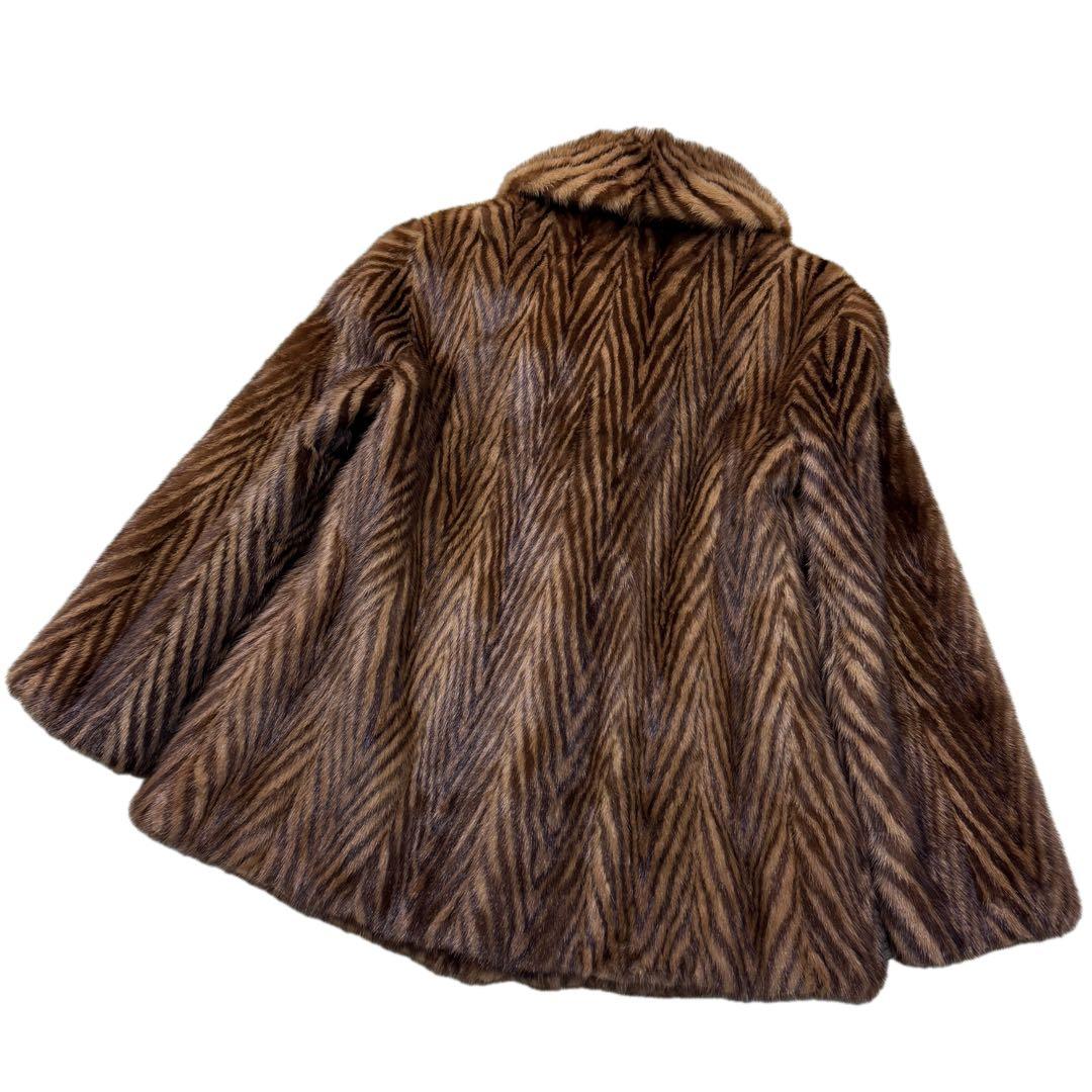 美品　デミバフミンク　XLサイズ相当　艶◎　リアルファーコート　総丈73cm