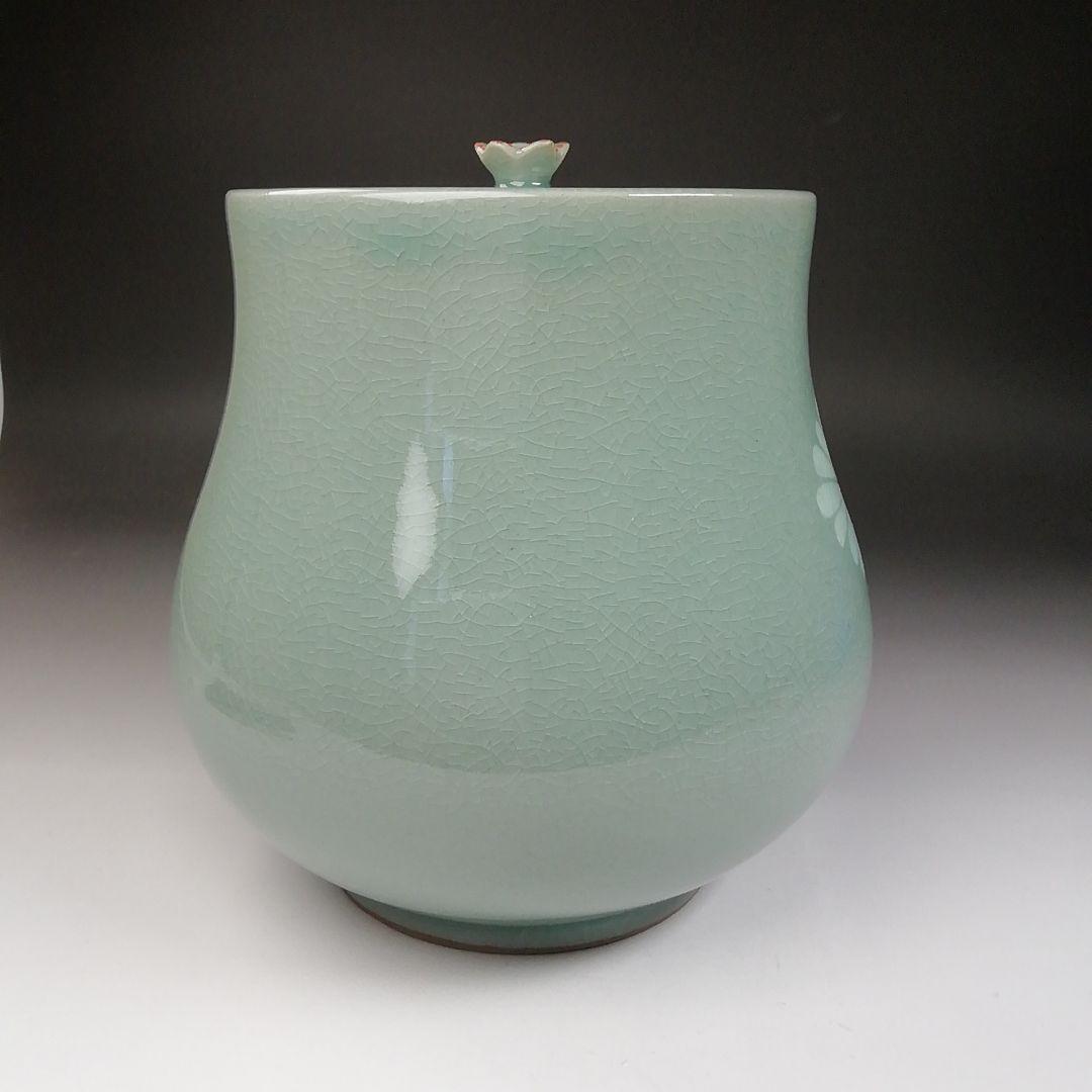 Ｔ６７８　水指　『青磁水指』『芸珍窯』　共箱　茶道具