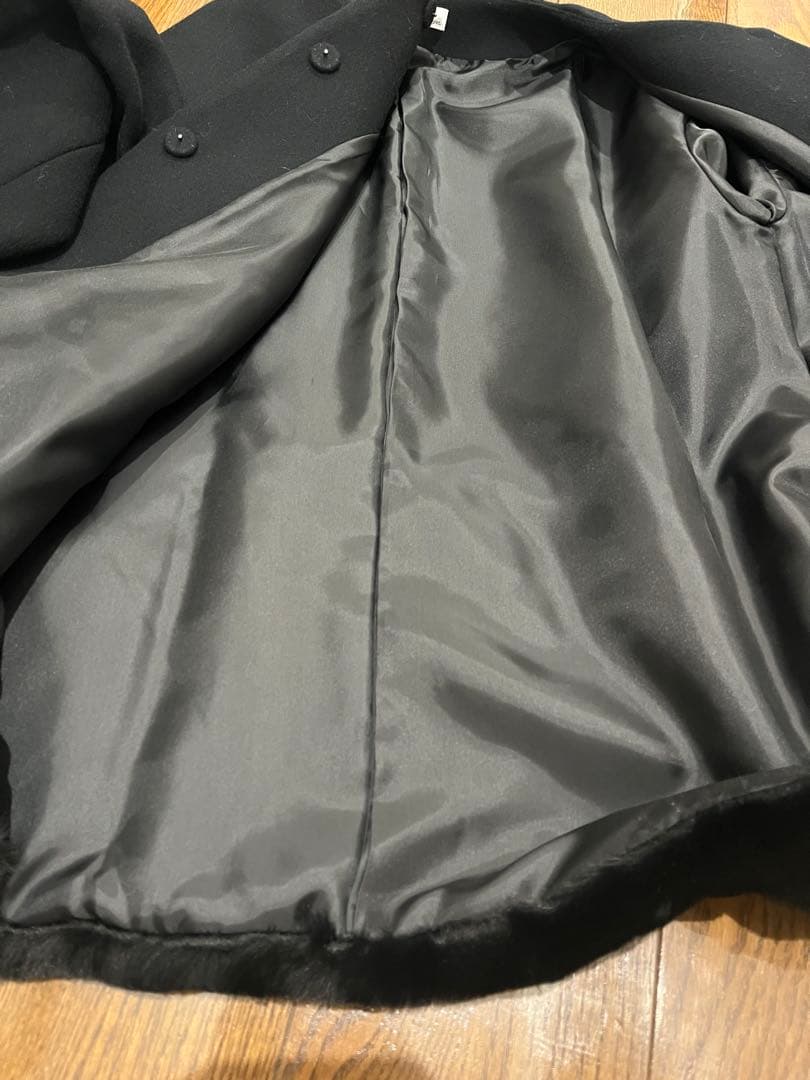 美品☆エムドットem. 裾ファーコート ブラック