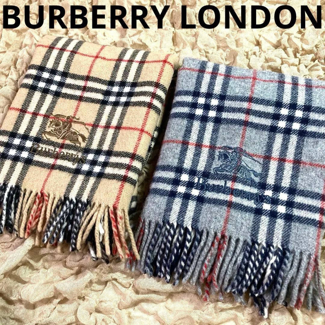 【美品】バーバリーロンドン ブランケットノバチェック 大判 マフラー　２枚セット