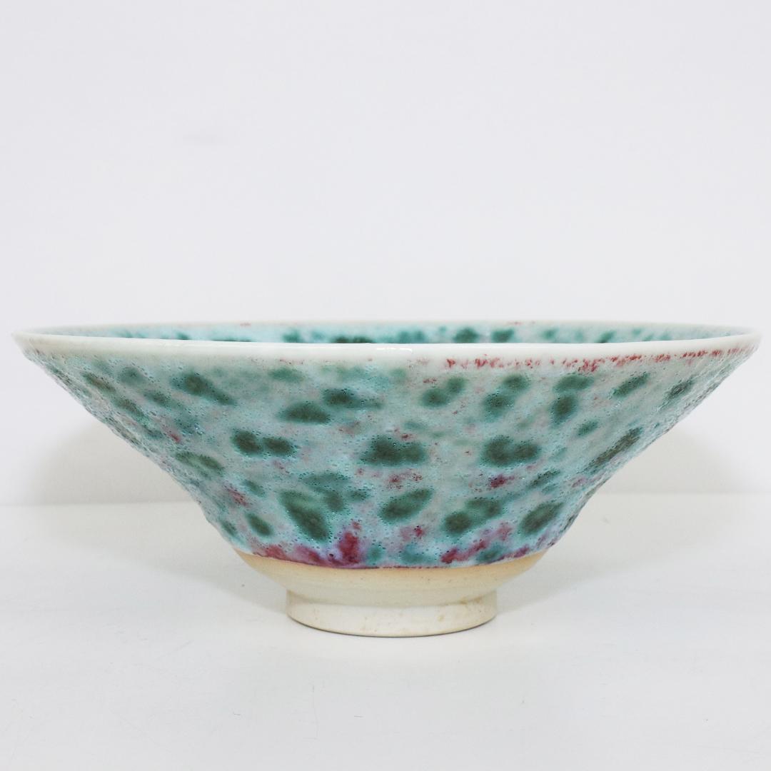 真右ェ門窯　茶碗 孔雀辰砂 馬場九州夫作　日展作家