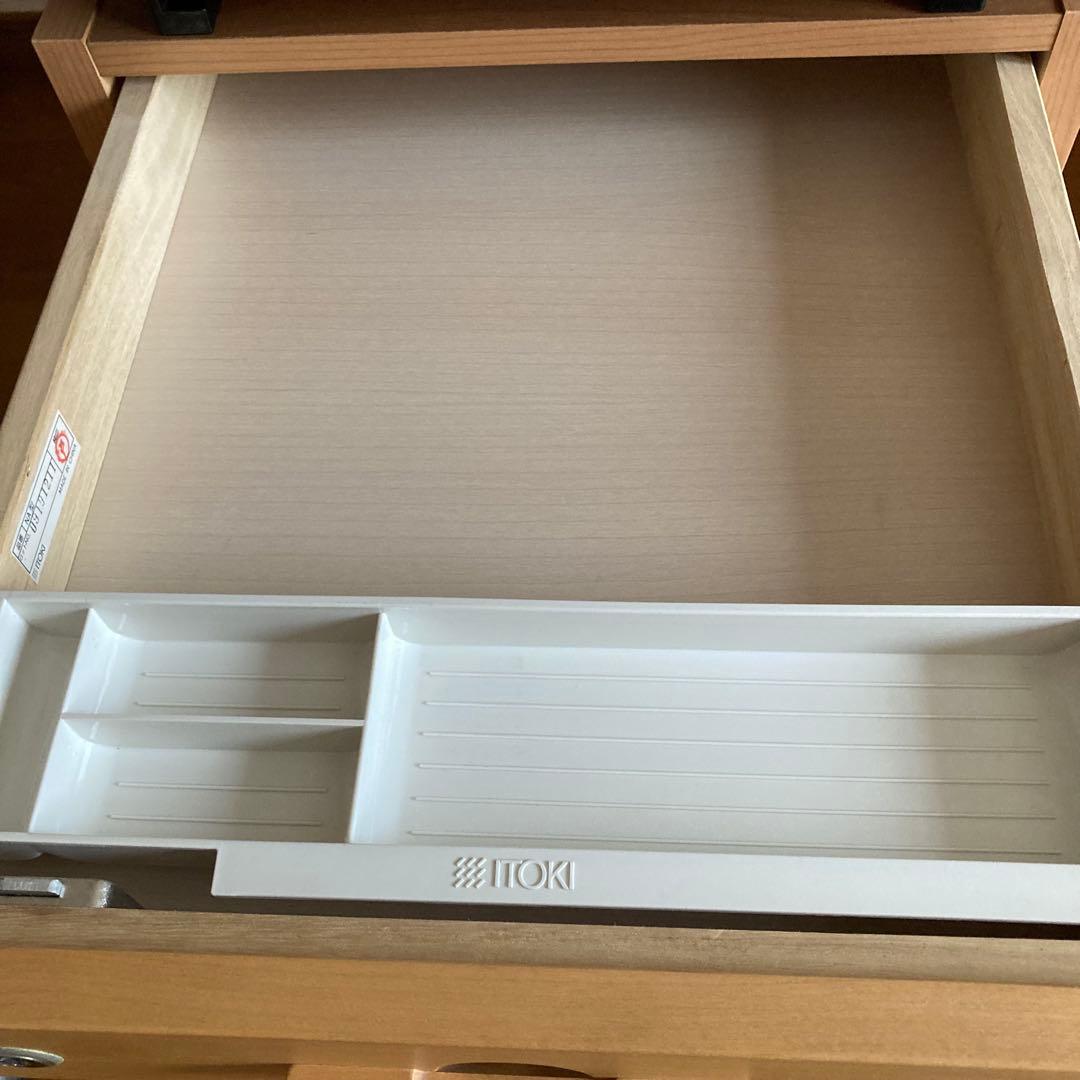 【イトーキ】学習机　袖机 レベルアップサイドワゴン ライトブラウン　可動式天板