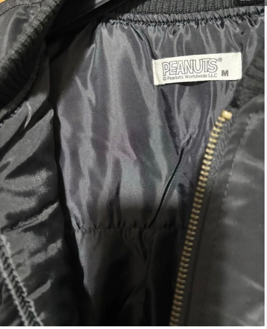 PEANUTS スヌーピー 刺繍 MA-1 中綿ジャケット M ブラック 新品