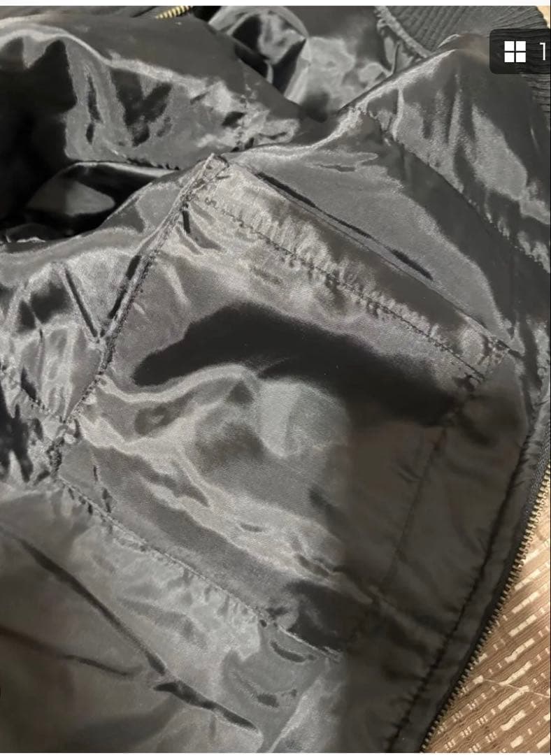 PEANUTS スヌーピー 刺繍 MA-1 中綿ジャケット M ブラック 新品