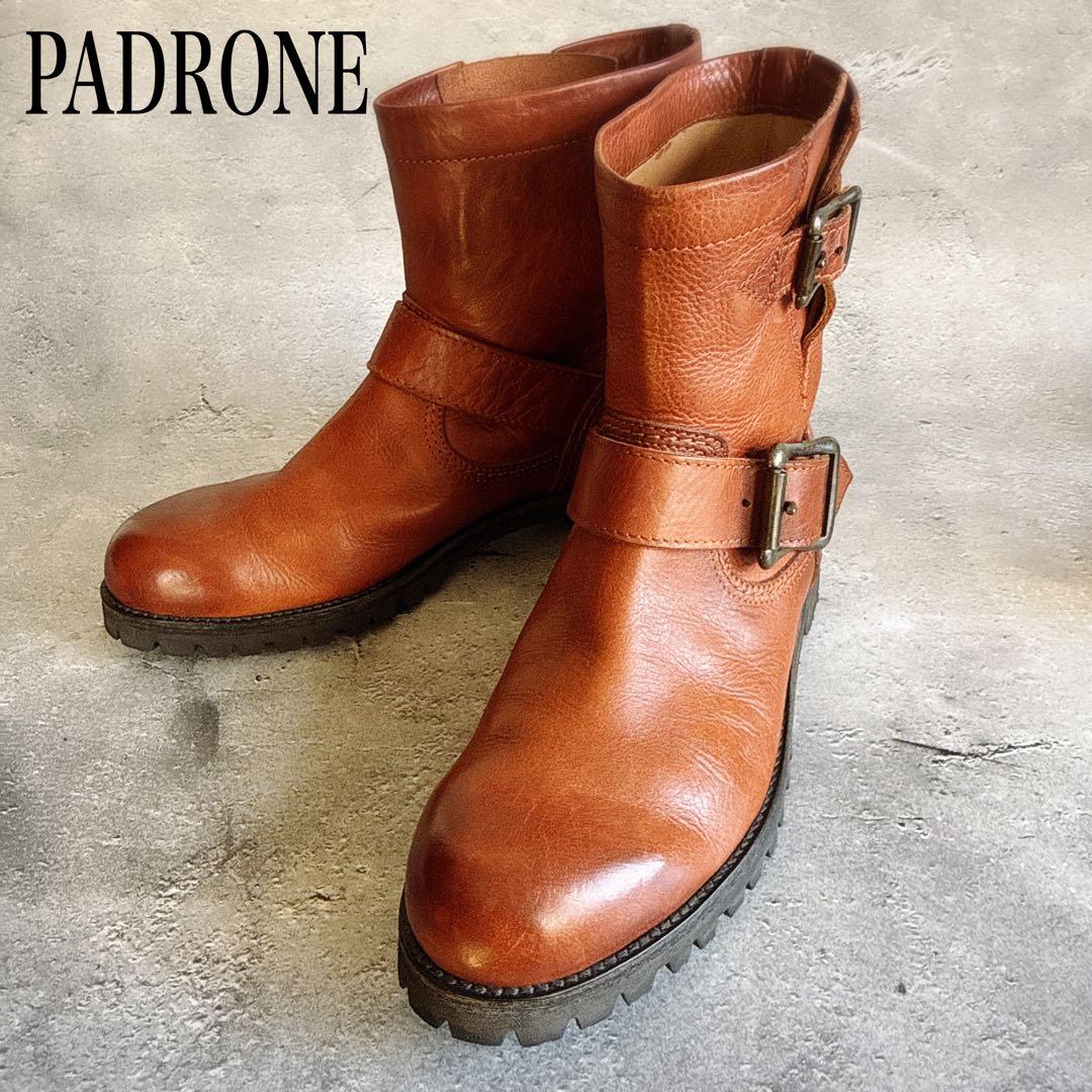 未使用級　PADRONE パドローネ　エンジニアブーツ　40 レザー　ブラウン
