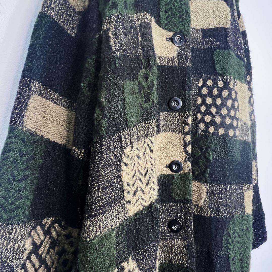 FUGAFUGA パッチワーク柄ジャガードコート ブラック カーキ フーガフーガ