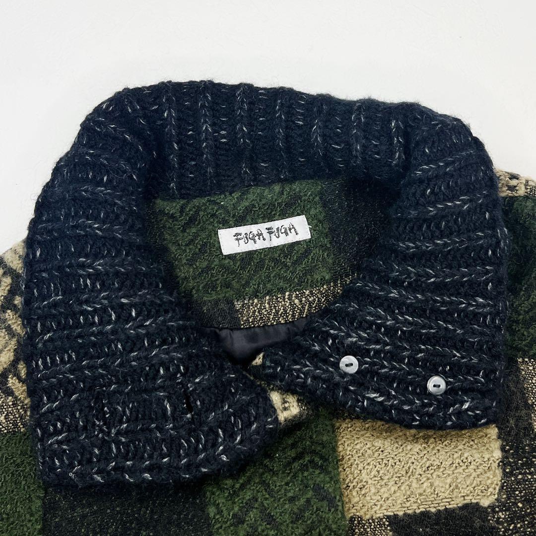 FUGAFUGA パッチワーク柄ジャガードコート ブラック カーキ フーガフーガ