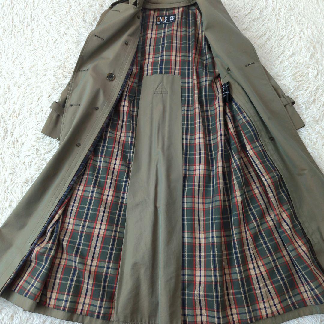 ダックス トレンチコート 英国製 ベルト ライナー ロング丈 チェック 玉虫 L