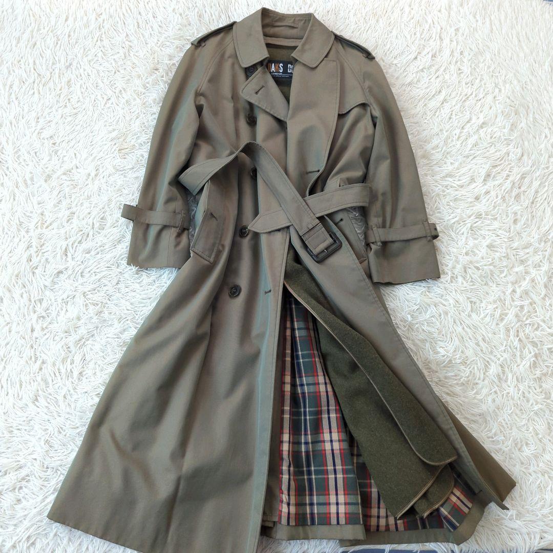 ダックス トレンチコート 英国製 ベルト ライナー ロング丈 チェック 玉虫 L