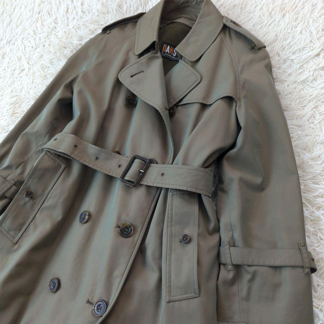 ダックス トレンチコート 英国製 ベルト ライナー ロング丈 チェック 玉虫 L