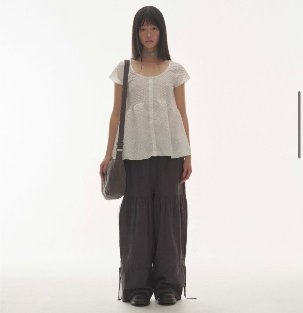 Coyseio コイセイオ SHIRRING ROUGH PANTS NAVY