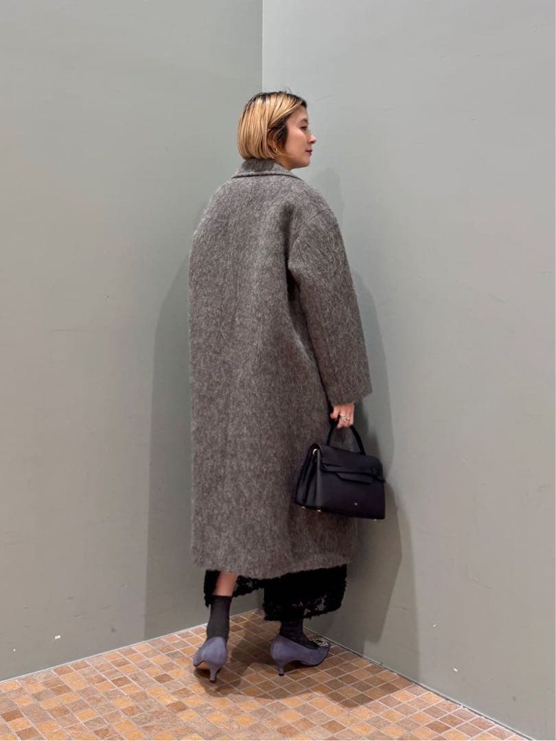 トゥモローランド　ウールアルパカシャギー ダブルブレストコート36