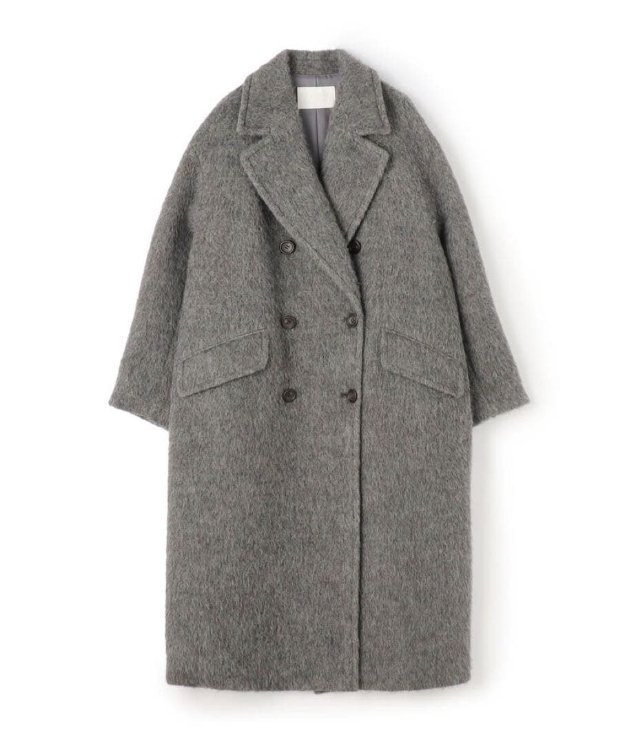 トゥモローランド　ウールアルパカシャギー ダブルブレストコート36