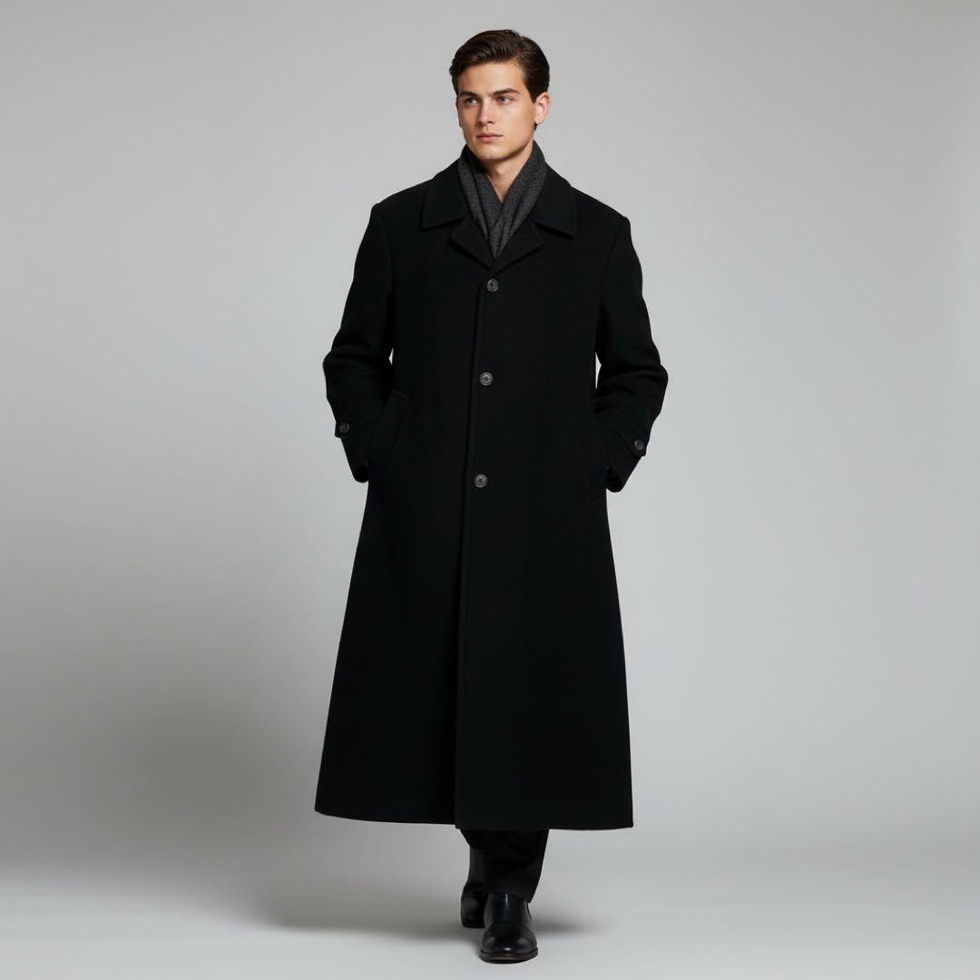 Weconnors チェスターコート ロング マキシ丈 アンゴラ ブラック L