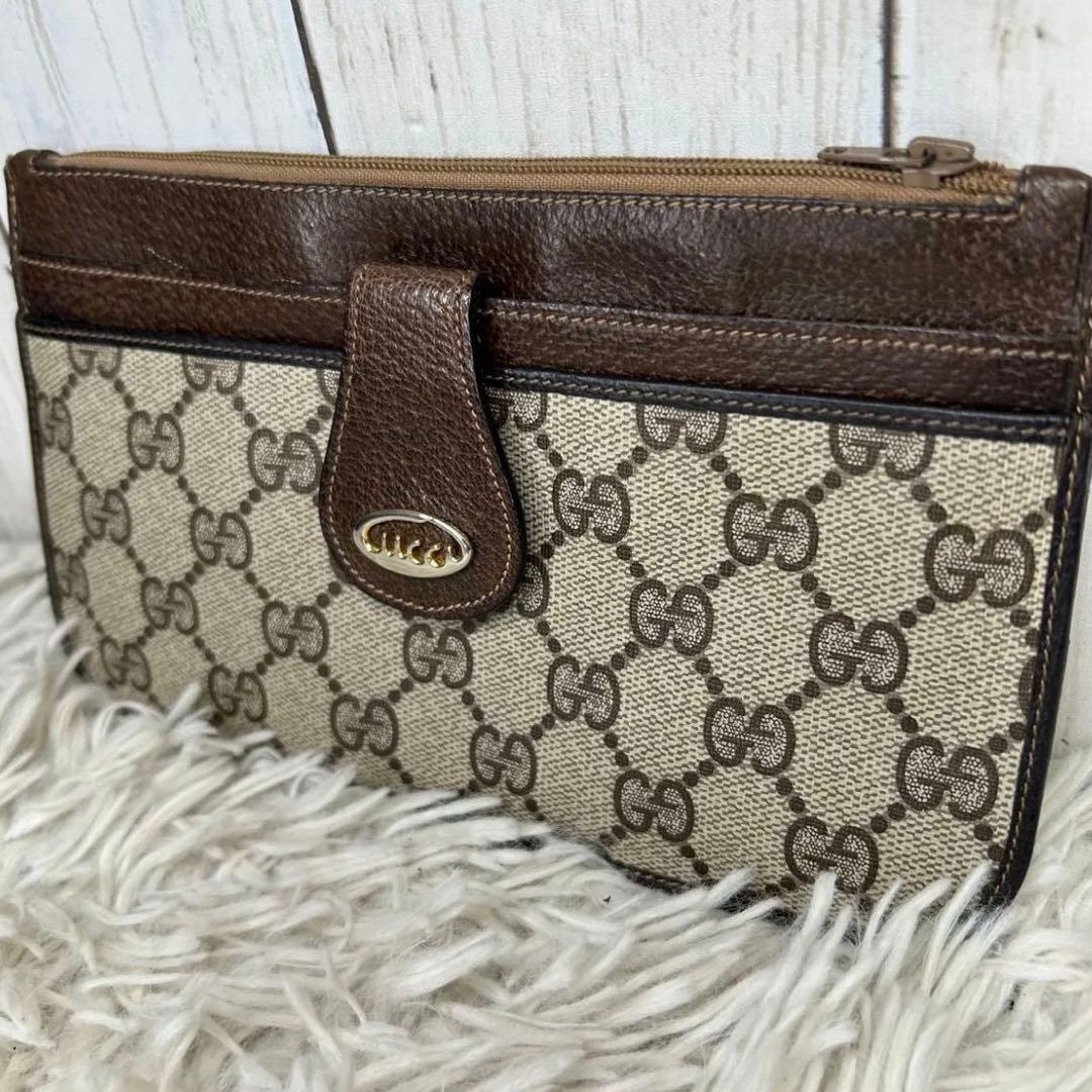 GUCCI GGスプリーム　レザー　ポーチ　セカンドバッグ　クラッチバッグ