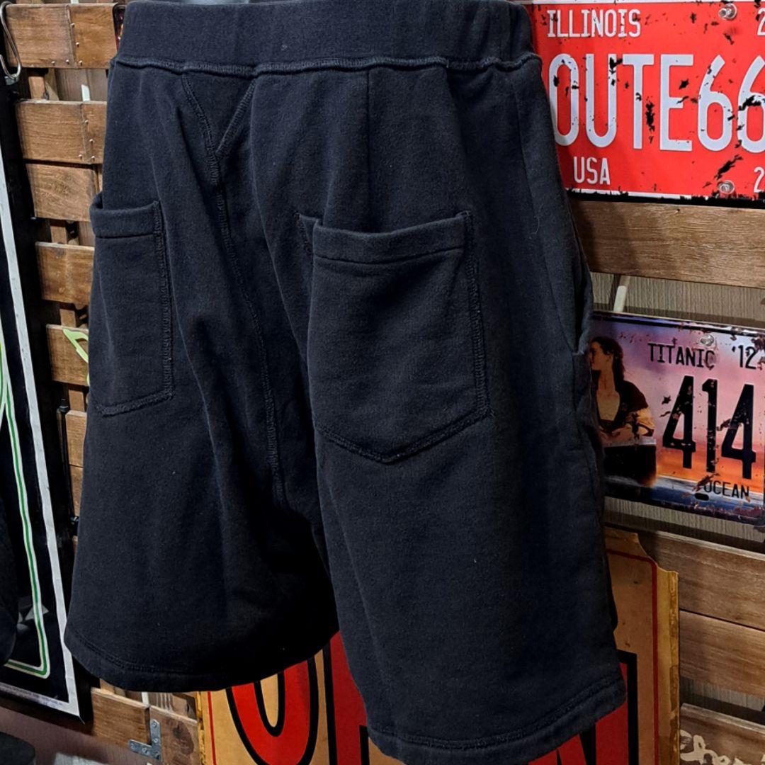 ディースクエアード　アイコン　プリント　裏起毛　ハーフパンツ　L　ブラック