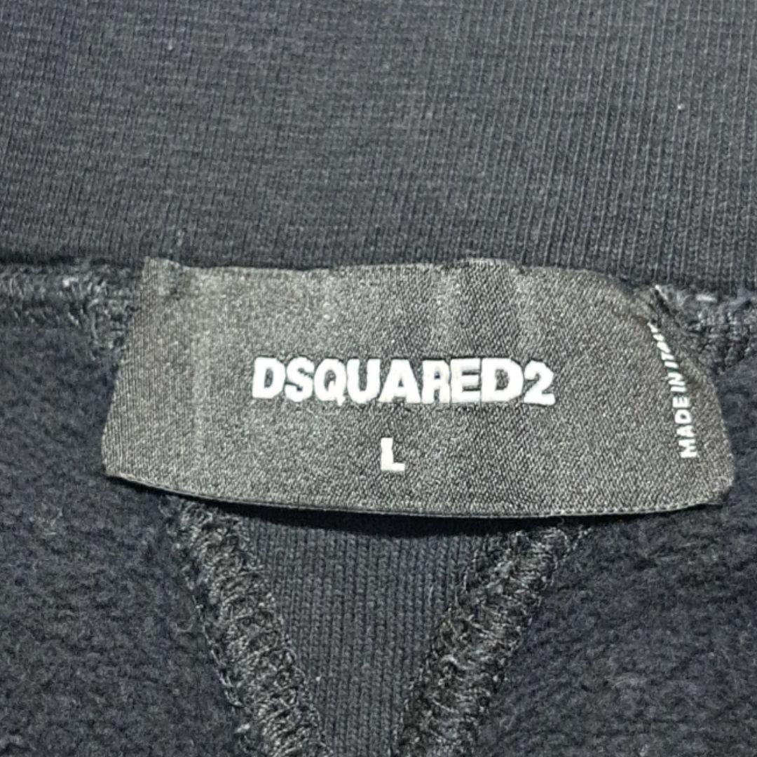 ディースクエアード　アイコン　プリント　裏起毛　ハーフパンツ　L　ブラック