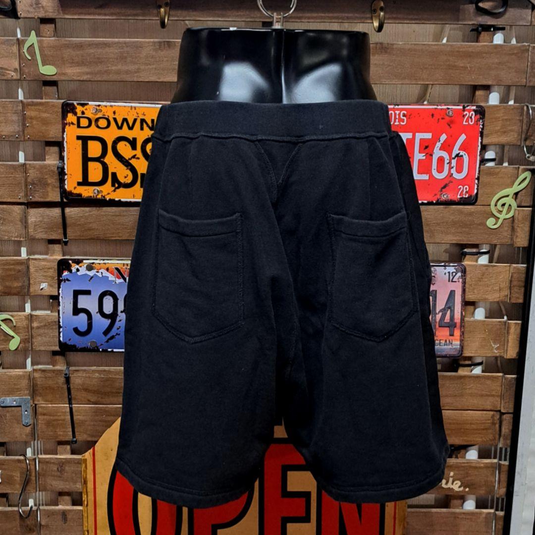 ディースクエアード　アイコン　プリント　裏起毛　ハーフパンツ　L　ブラック