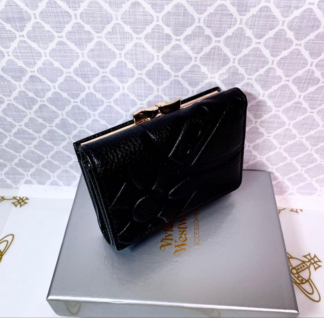 【魅力的☆ショッパー付】オーブ ヴィヴィアン・ウエストウッド 三つ折財布 黒