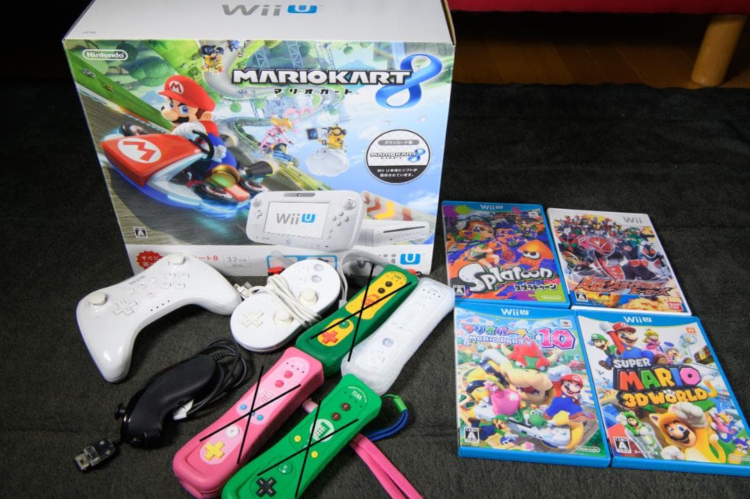 Wii U マリオカート8 セット シロ＋ソフト4点＋Wiiリモコンプラス等