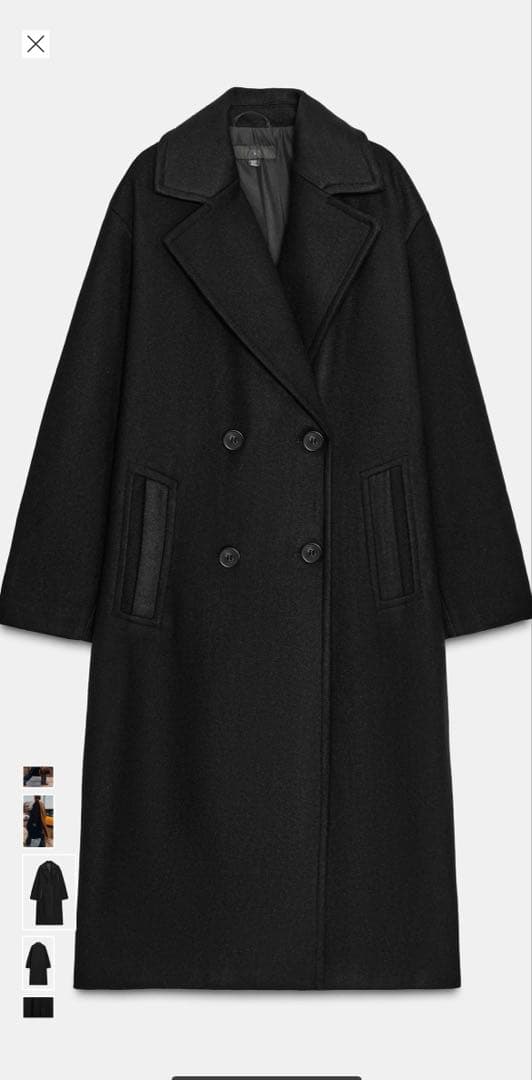 新品未使用ZARA ブラック ソフトオーバーサイズコートロングコート　Sサイズ