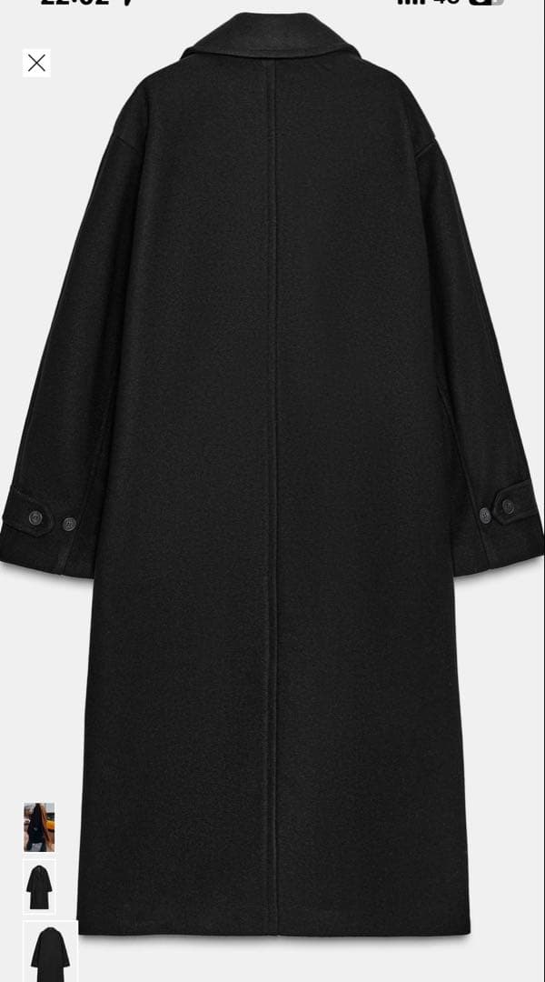 新品未使用ZARA ブラック ソフトオーバーサイズコートロングコート　Sサイズ