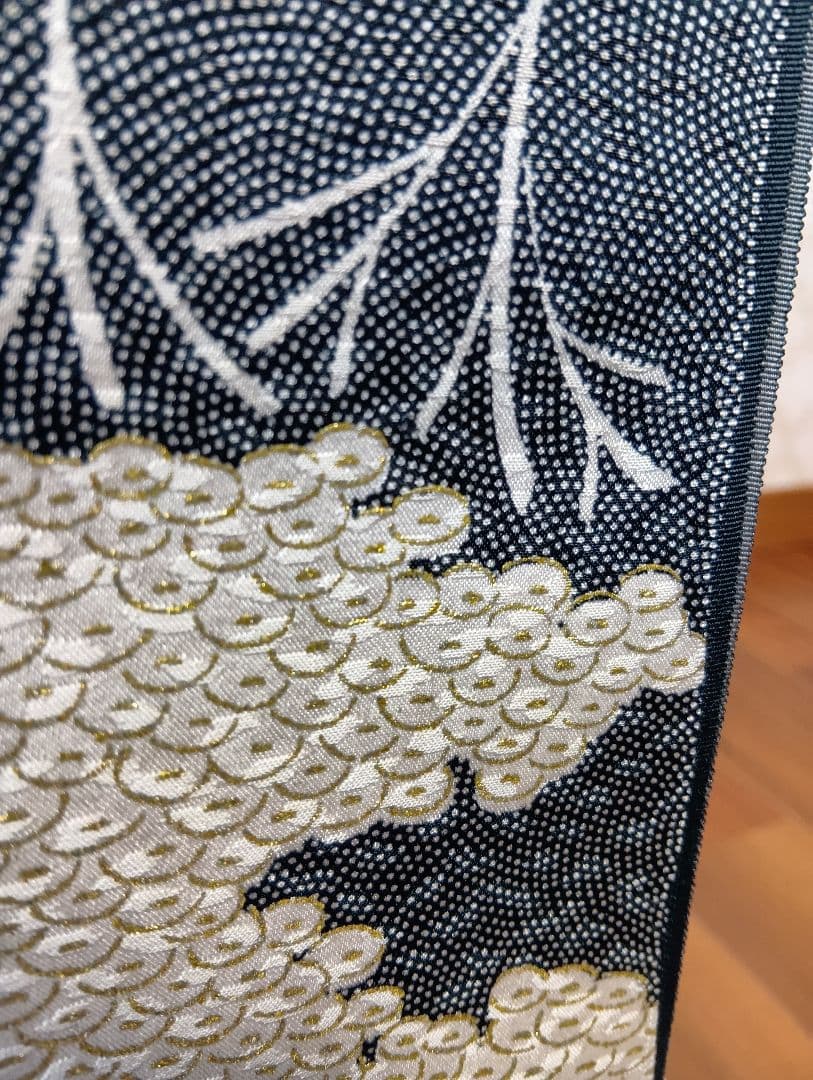 未使用品■特選江戸小紋　無形文化財古代保存型　浜ちりめん　正絹　反物 　105