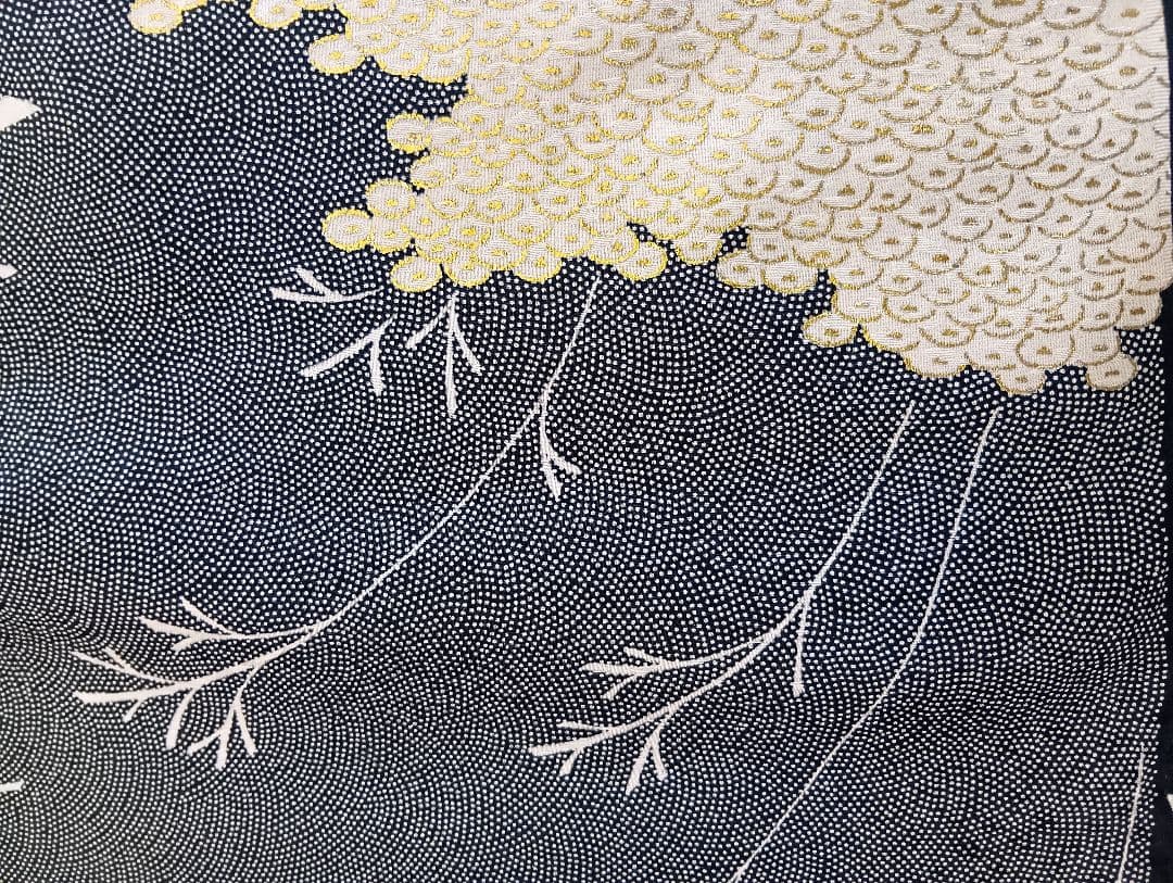 未使用品■特選江戸小紋　無形文化財古代保存型　浜ちりめん　正絹　反物 　105