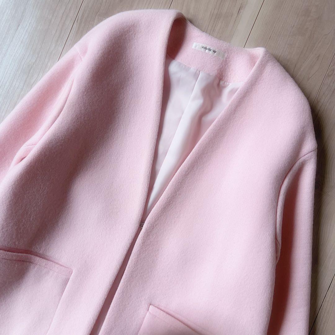 25AW＊極美品 ROUGE VIF ノーカラー Vネック ウールコート 36