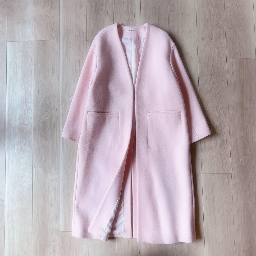 25AW＊極美品 ROUGE VIF ノーカラー Vネック ウールコート 36