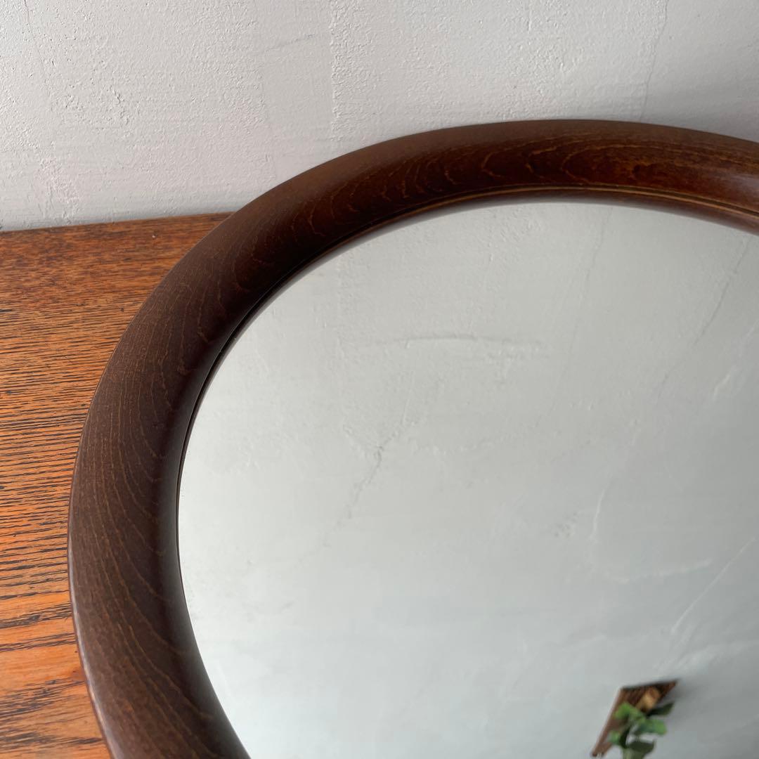 柳宗理　秋田木工　木製　壁掛けミラー　壁掛け鏡 円形　直径約40cm