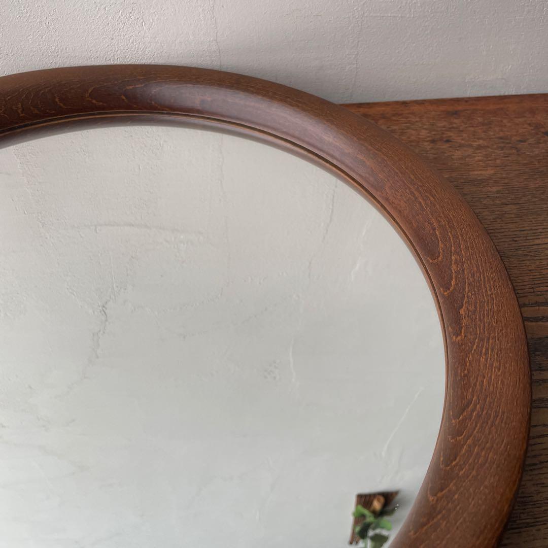 柳宗理　秋田木工　木製　壁掛けミラー　壁掛け鏡 円形　直径約40cm