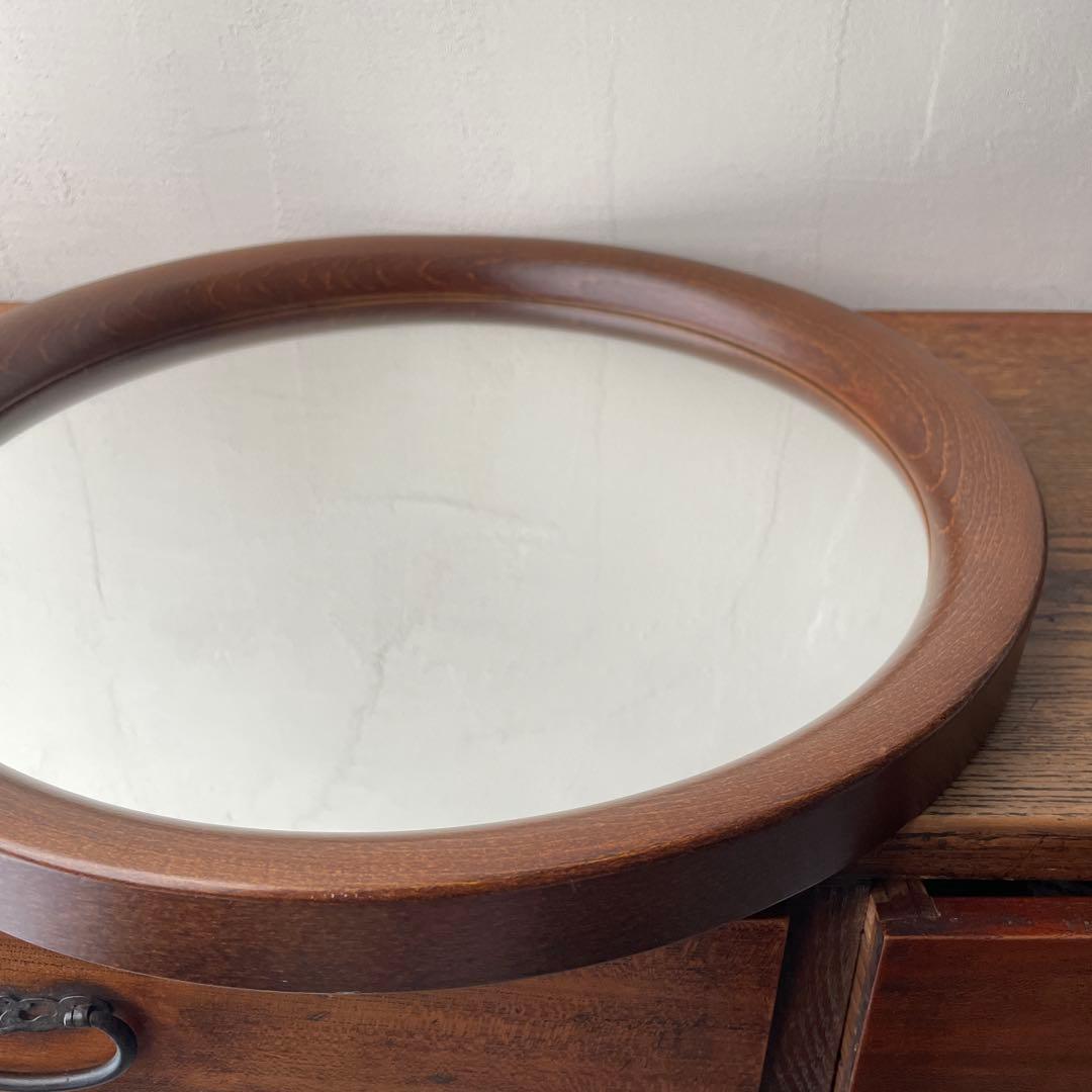 柳宗理　秋田木工　木製　壁掛けミラー　壁掛け鏡 円形　直径約40cm