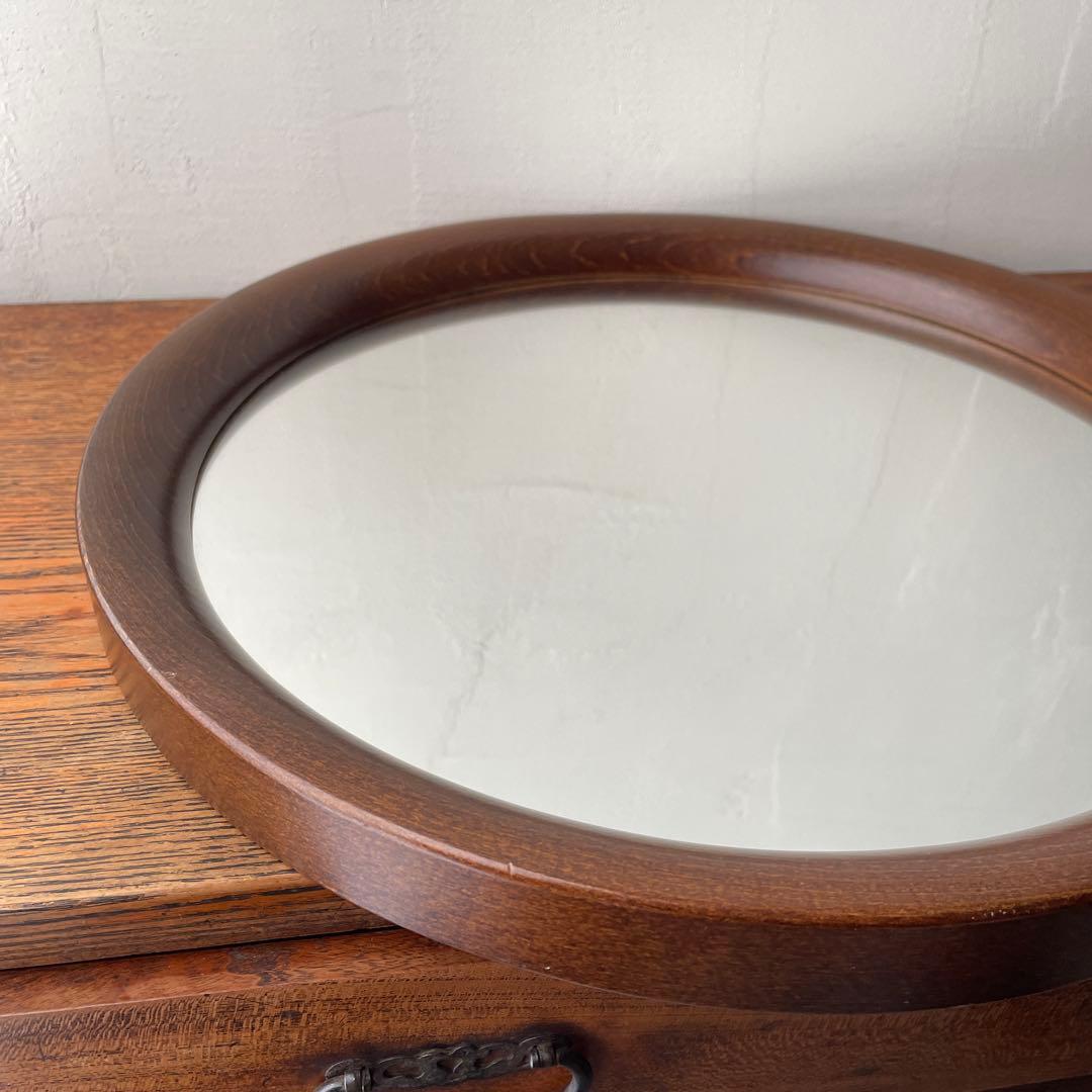 柳宗理　秋田木工　木製　壁掛けミラー　壁掛け鏡 円形　直径約40cm